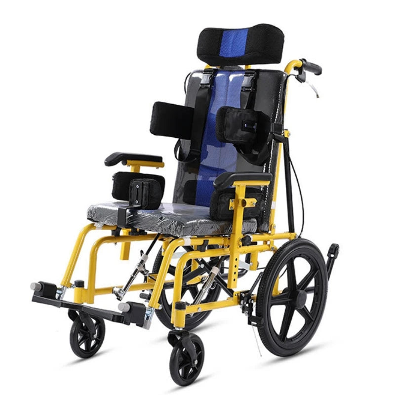 High Backrest Manual Reclining Wheelchair for Children Adults with Cerebral Palsy Foldable for Rehabilitation Disabled Care