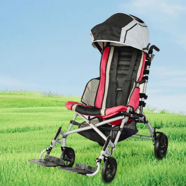 HEDY CS07 Pediatric Folding Adjustable Seat Depth & Backrest Angle & Footrest Height CP Cerebral Palsy Child Stroller Wheelchair