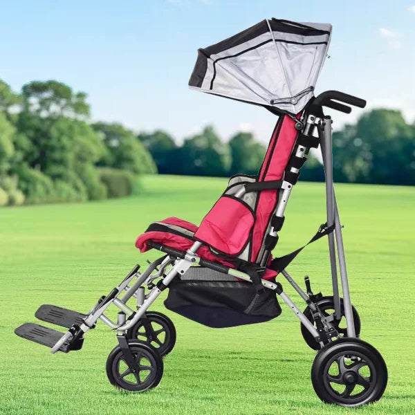 HEDY CS07 Pediatric Folding Adjustable Seat Depth & Backrest Angle & Footrest Height CP Cerebral Palsy Child Stroller Wheelchair