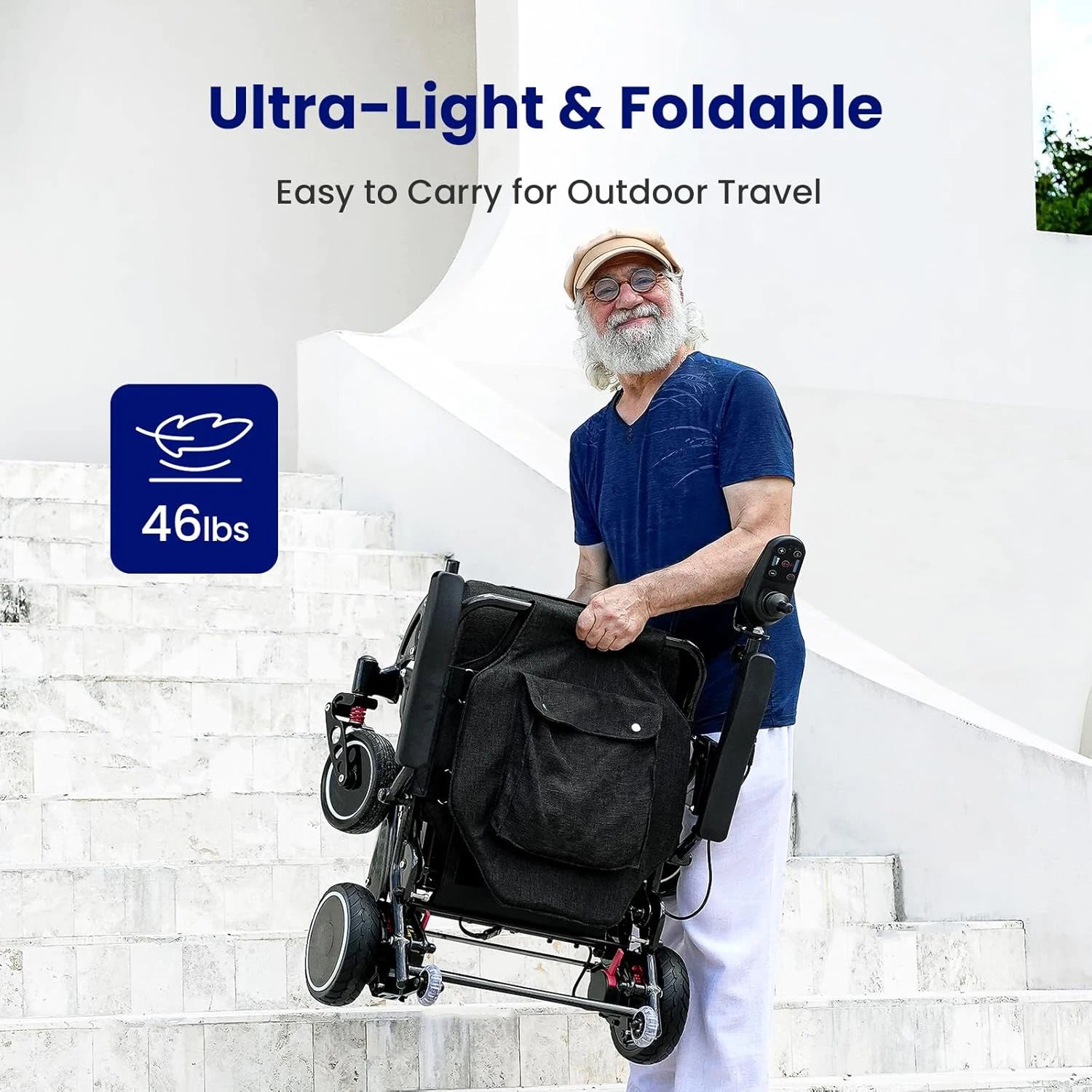 Electric Wheelchair Carbon Fiber, Electric Wheelchairs for Adults Lightweight, Foldable Electric Wheel Chair Seniors