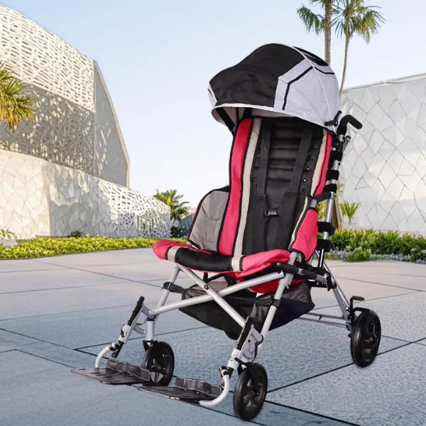 HEDY CS07 Pediatric Folding Adjustable Seat Depth & Backrest Angle & Footrest Height CP Cerebral Palsy Child Stroller Wheelchair