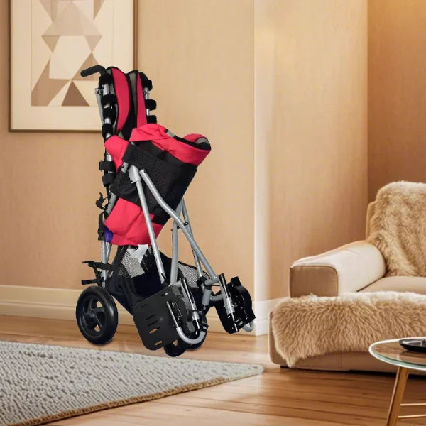 HEDY CS07 Pediatric Folding Adjustable Seat Depth & Backrest Angle & Footrest Height CP Cerebral Palsy Child Stroller Wheelchair