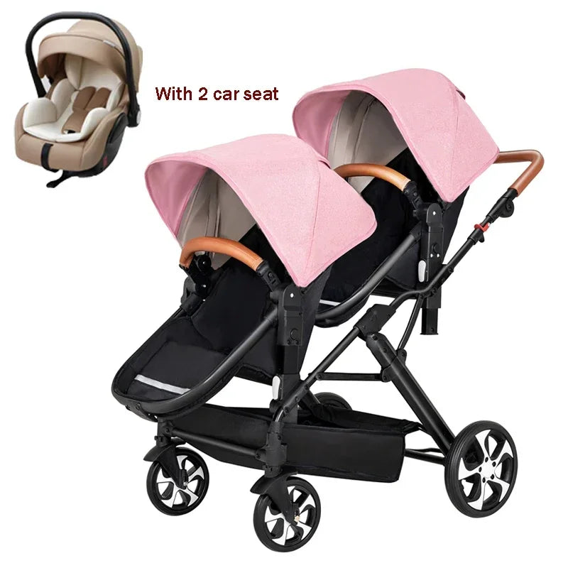 2025 NEW Twin stroller 3in1 with car seat trolley baby carriage Double Baby stroller for two children Foldable Lightweight